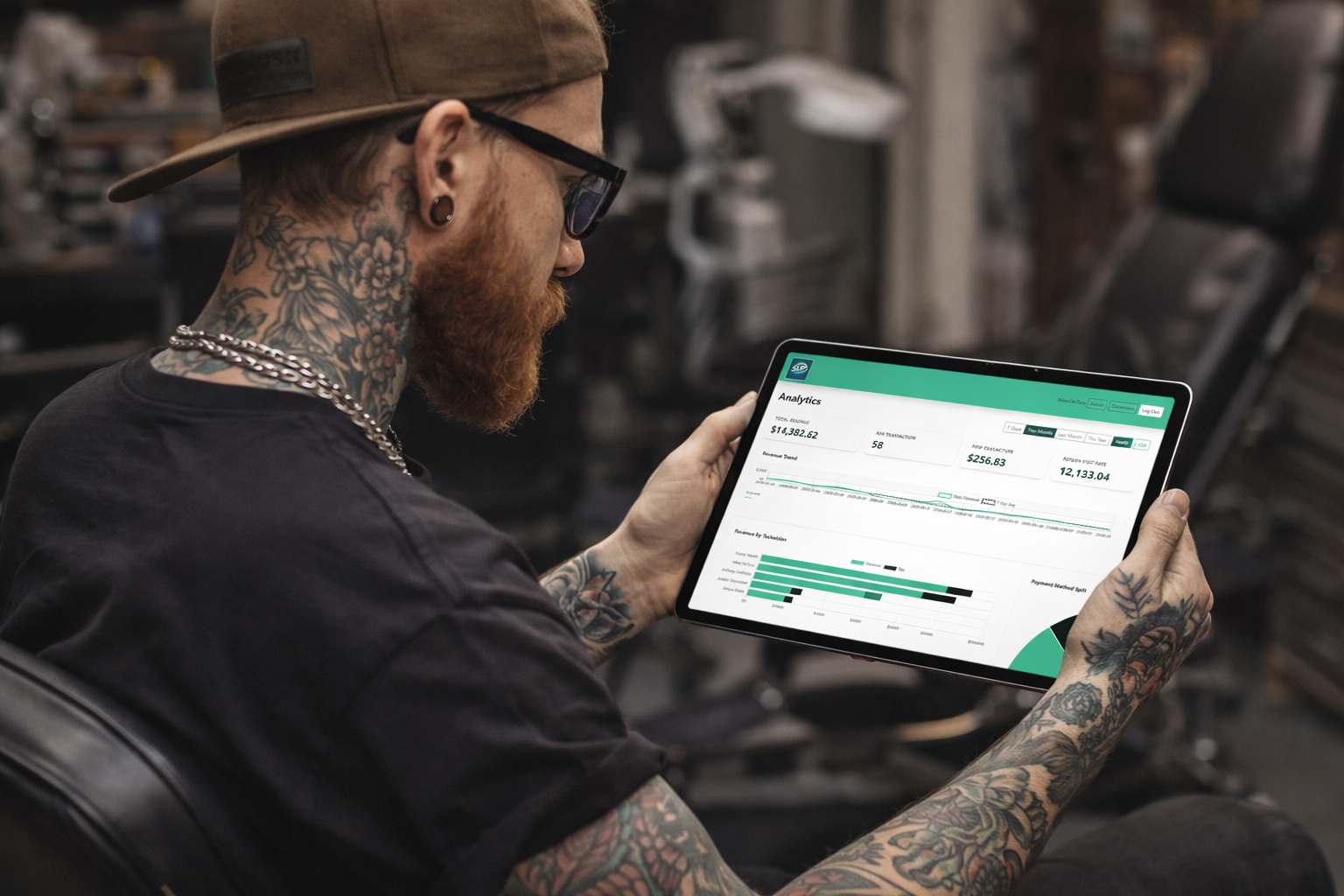 Artist reviewing analytics